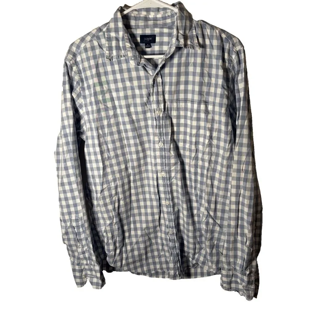 J Crew Shirt Men's Medium Plaid Button Up Cotton Collared Long Sleeve Casual